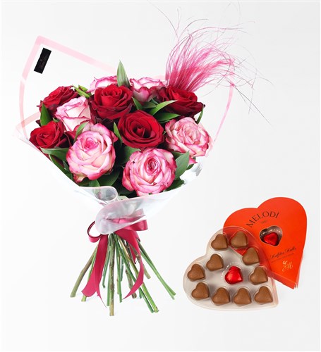 Inlove Buket & Kalpten Kalbe Fıstıklı Çikolata