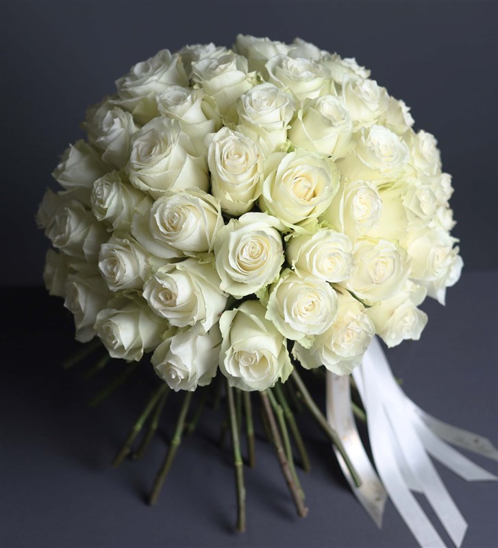 White Athena - 50 Beyaz Gül Buketi