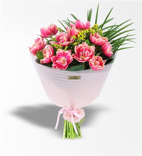 10 Adet Pembe Lale Buketi