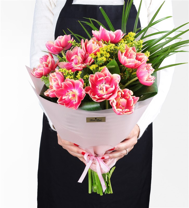 10 Adet Pembe Lale Buketi