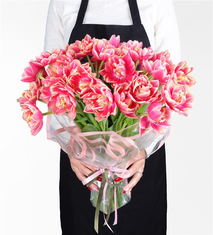 30 Adet Pembe Lale Buketi