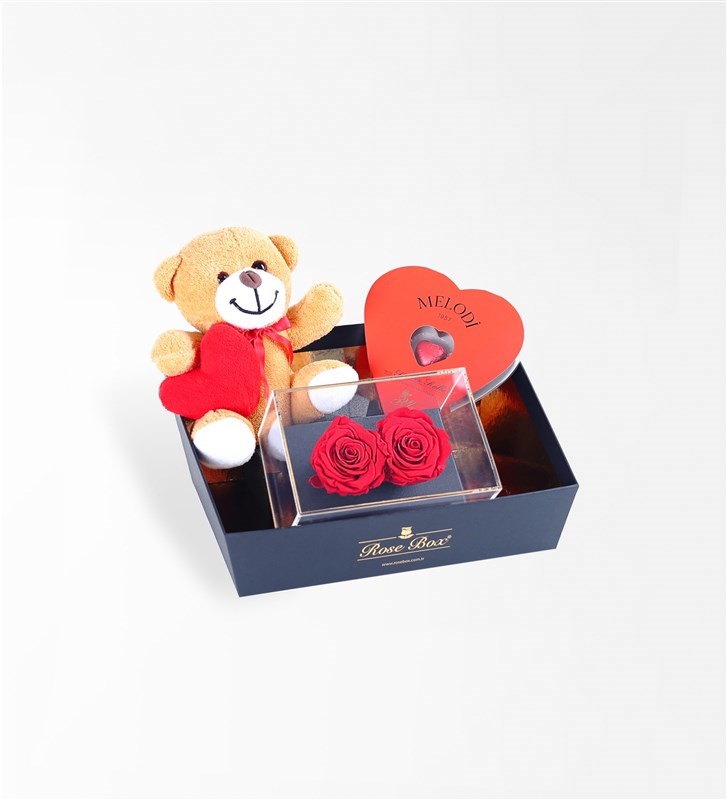 Heart To Heart Hediye Seti - 2 Adet Solmayan Gül