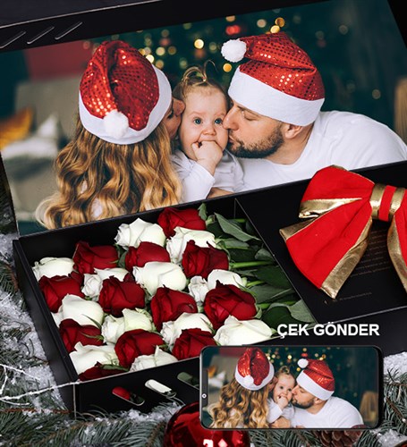 Çek Gönder Yılbaşı Özel - Kişiye Özel Fotoğraflı Gül Kutusu