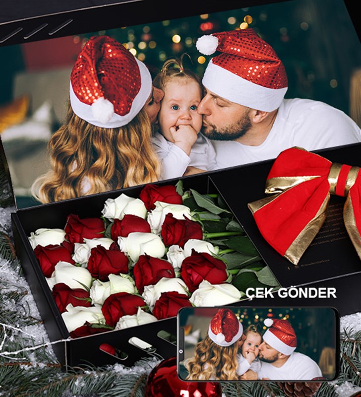 Çek Gönder Yılbaşı Özel - Kişiye Özel Fotoğraflı Gül Kutusu