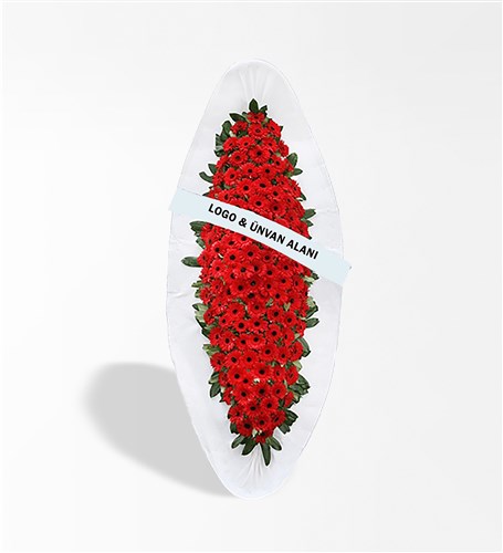 Kırmızı Gerbera Tekli Büyük Gövde Lüks Çelenk