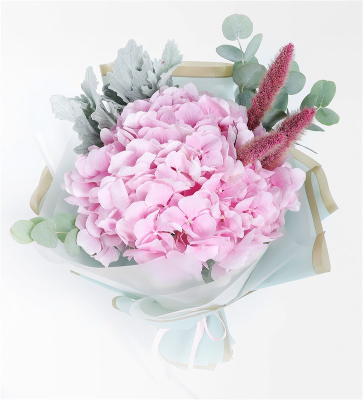 Mini Pembe Ortanca Buketi