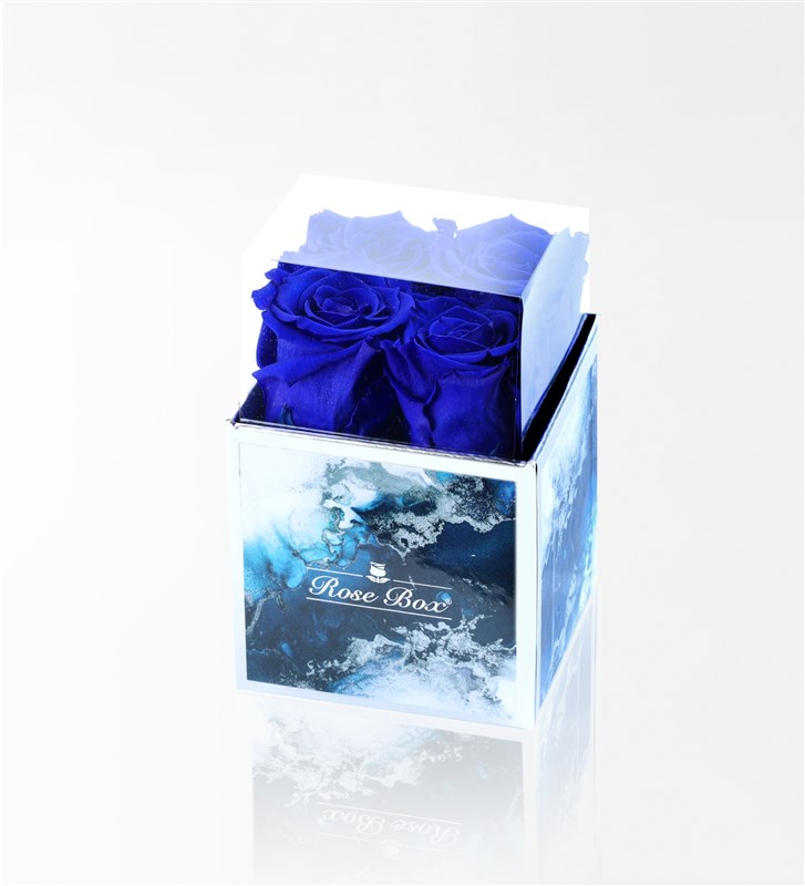 Aquamarin - 4'Lü Mavi Solmayan Gül
