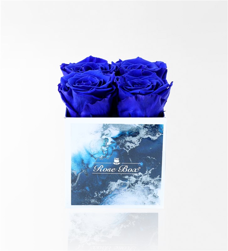 Aquamarin - 4'Lü Mavi Solmayan Gül