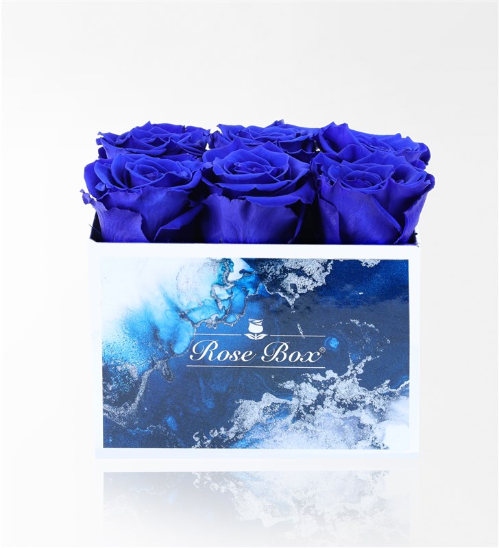 Aquamarin - 6'Lı Mavi Solmayan Gül