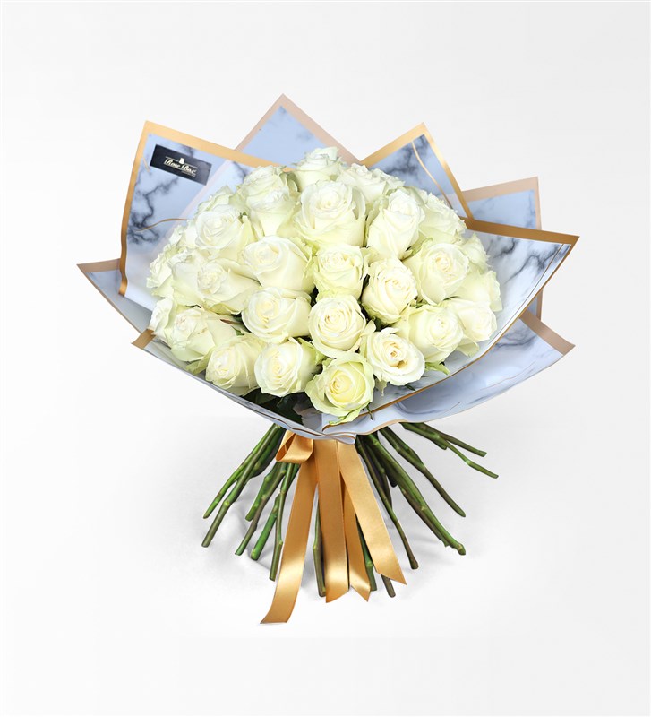 Marble - 50 Beyaz Gül Buketi