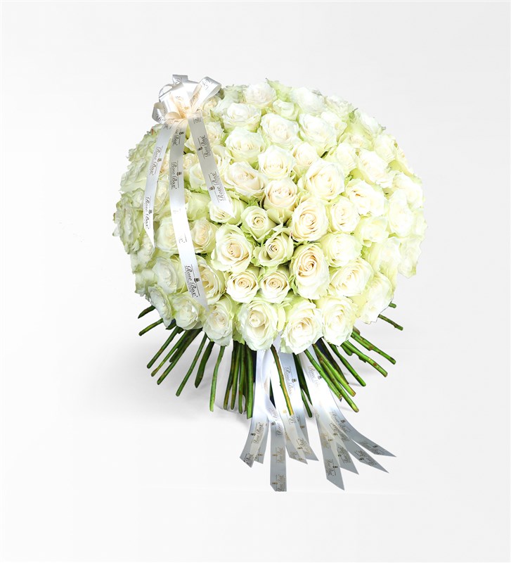 White Athena - 100 Beyaz Gül Buketi