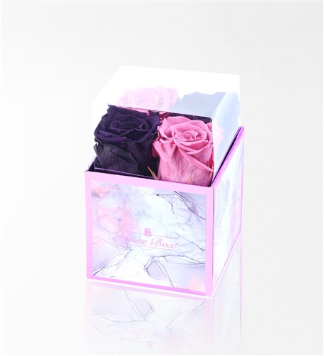 Rose Quartz - 4'Lü Pembe Mor Solmayan Gül