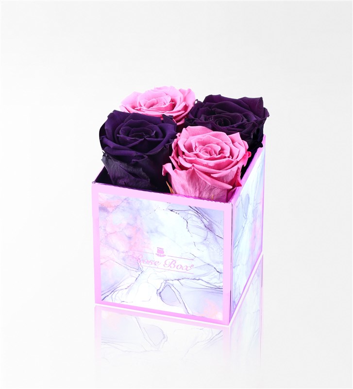 Rose Quartz - 4'Lü Pembe Mor Solmayan Gül