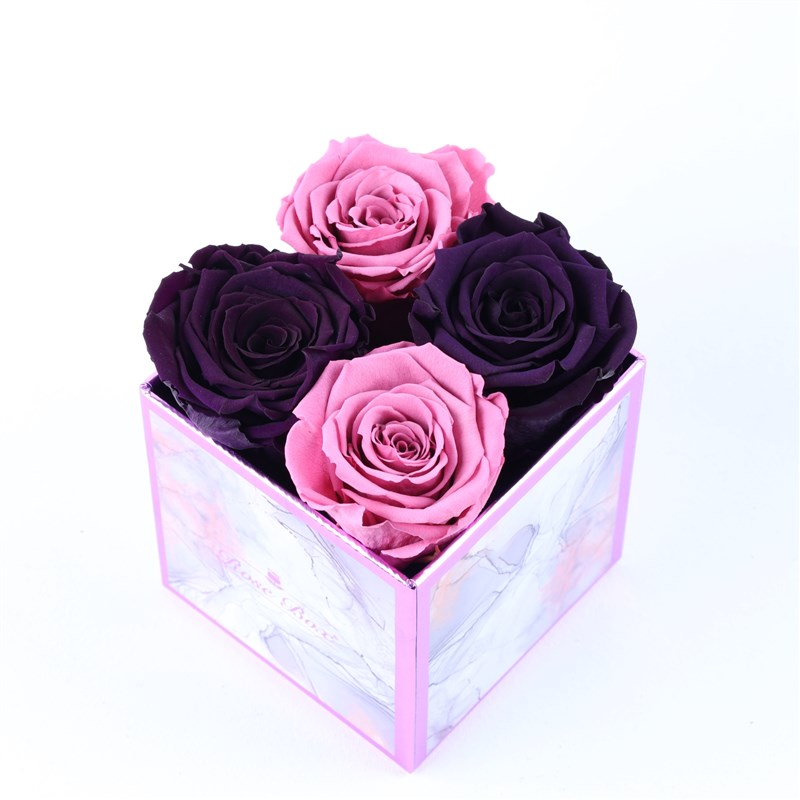 Rose Quartz - 4'Lü Pembe Mor Solmayan Gül
