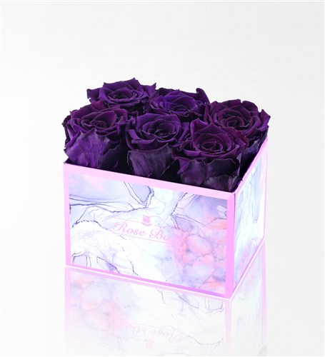 Rose Quartz - 6'Lı Mor Solmayan Gül