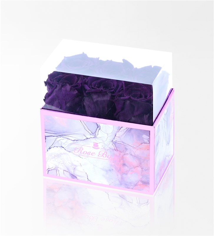 Rose Quartz - 6'Lı Mor Solmayan Gül
