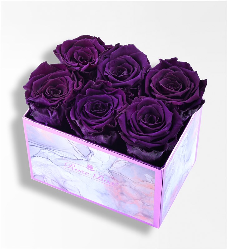Rose Quartz - 6'Lı Mor Solmayan Gül