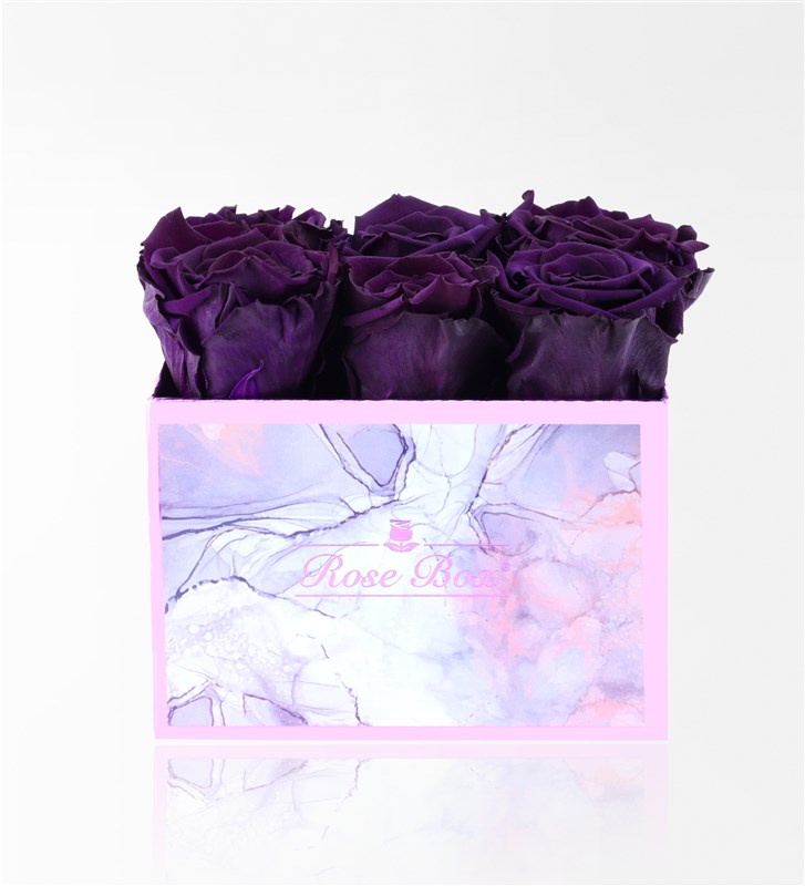 Rose Quartz - 6'Lı Mor Solmayan Gül