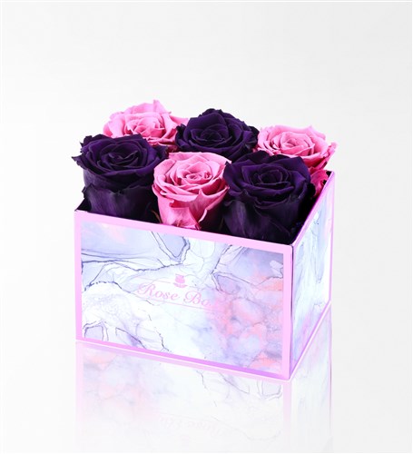Rose Quartz - 6'Lı Pembe Mor Solmayan Gül