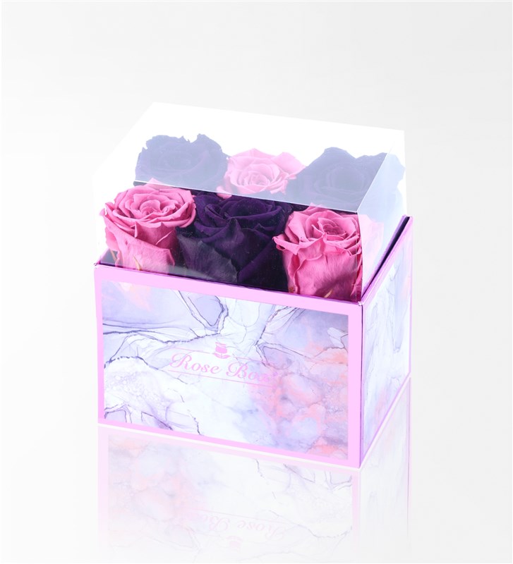 Rose Quartz - 6'Lı Pembe Mor Solmayan Gül
