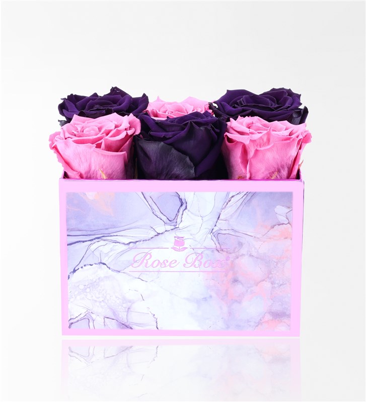 Rose Quartz - 6'Lı Pembe Mor Solmayan Gül