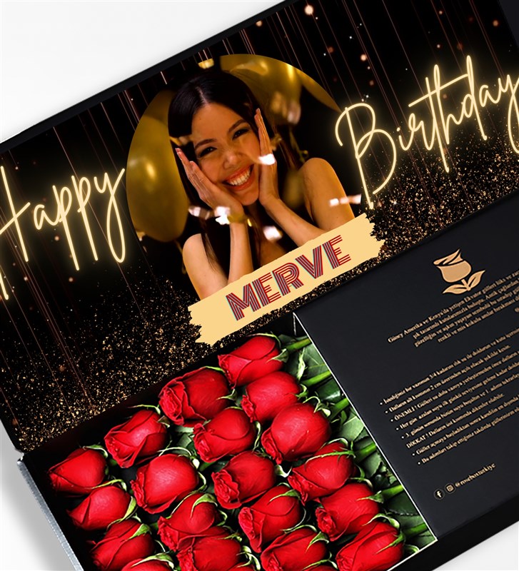 Kişiye Özel - Happy Birthday Fotoğraflı Gül Kutusu