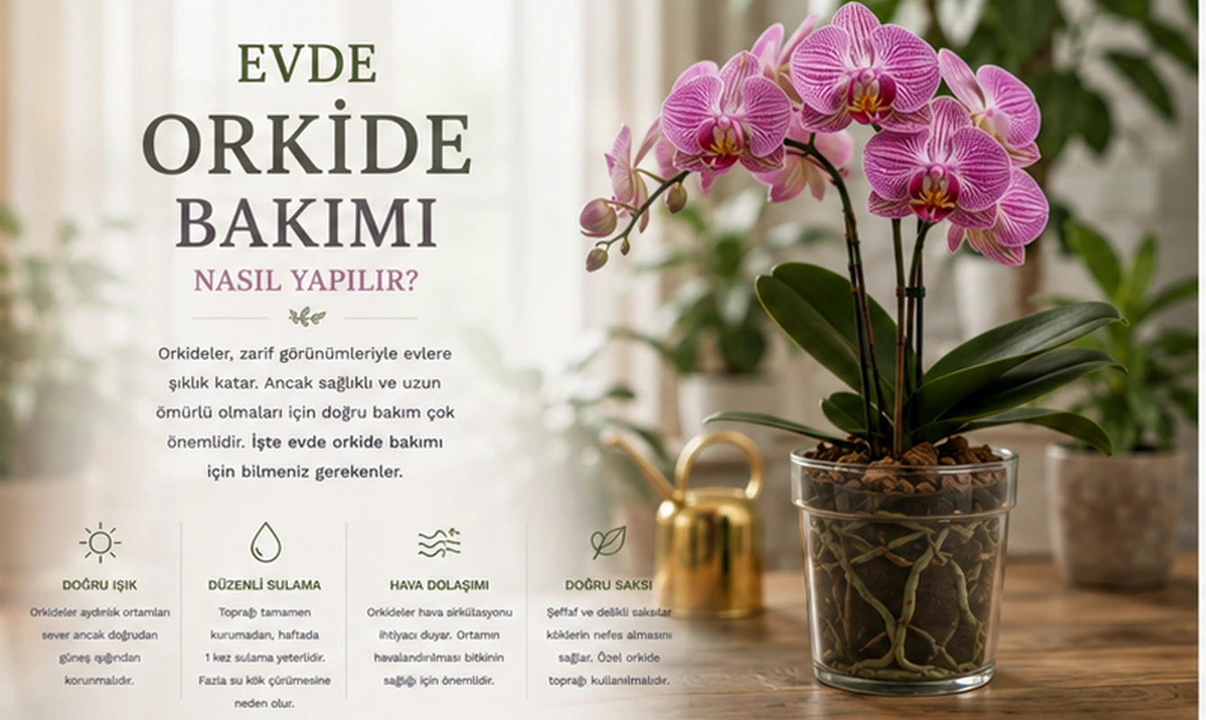 Çok dallı mor orkide aranjmanı, ev dekorasyonunda saksı çiçeği olarak